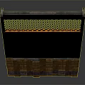 Green Construction Barrier Featuring Red White Striped Top Mesh Panel And Wooden Base