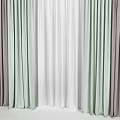 Layered Curtains With Light Green Brown And White Textured Fabric For Home Decor
