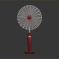 Transparent Blades Electric Fan With Red Base And Stand For Home Use