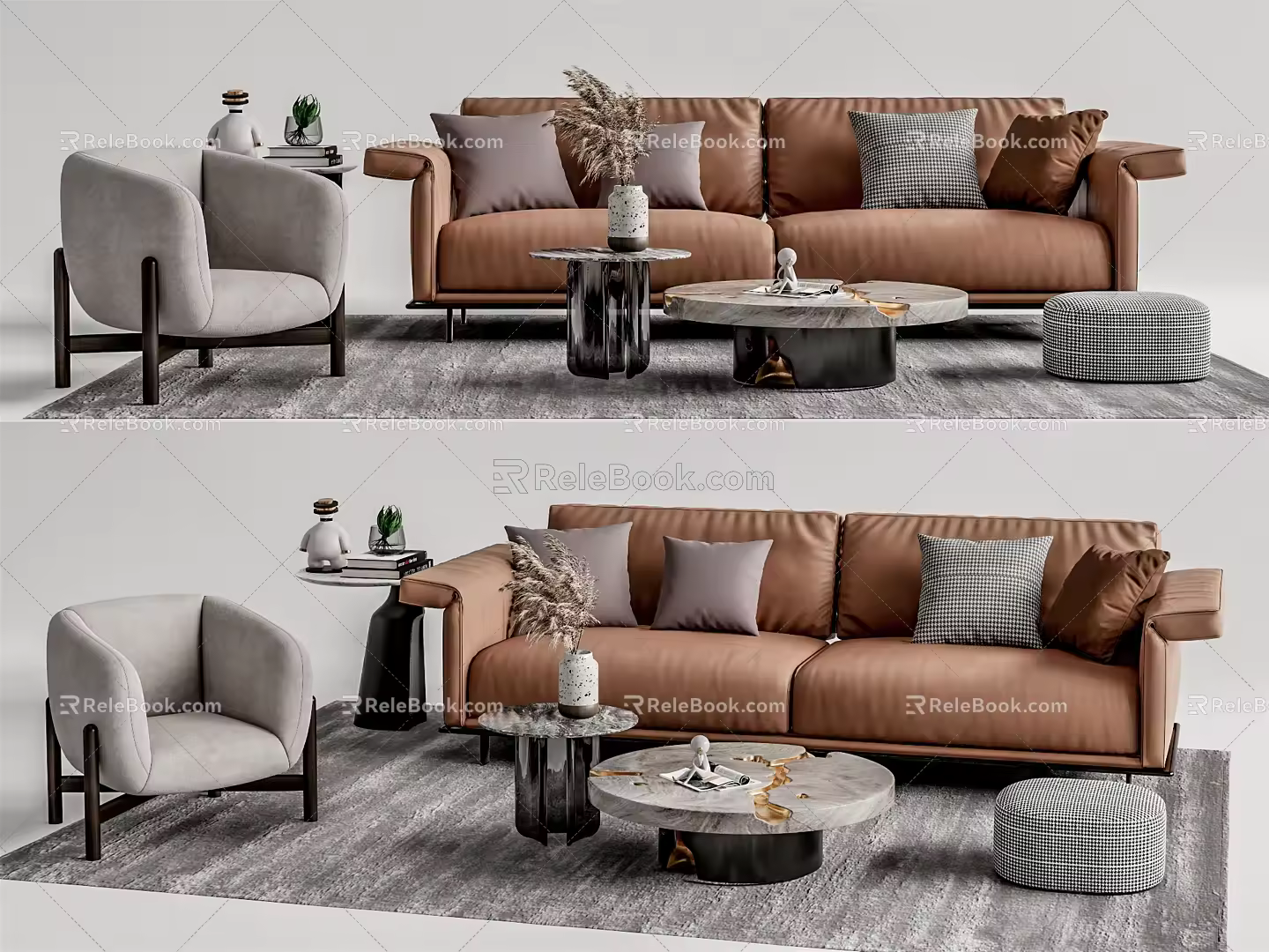 Modern sofa coffee table combination 3d model