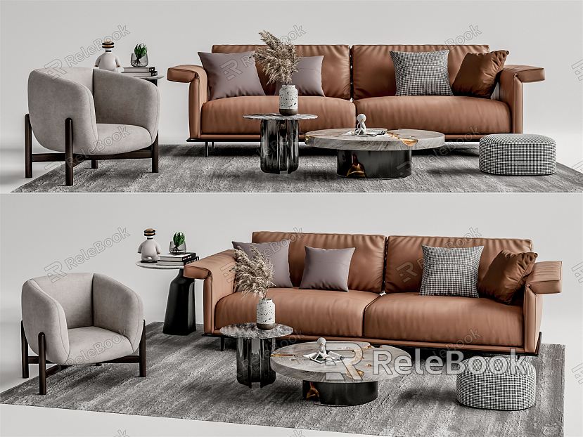 Modern sofa coffee table combination model