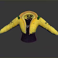 Yellow Jacket With Black Accents And Shoulder Details On Mannequin