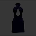 Stylish Navy Blue Halter Neck Dress With Cut Out Back And Fitted Silhouette
