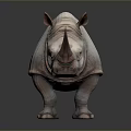 White Rhinoceros 3D Model Standing On Dark Background With Realistic Reflection 3d model