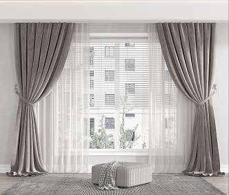 modern curtain fabric blinds 3d model