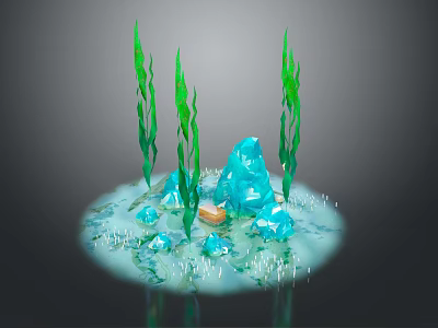 Modern Cartoon Scene Sky Box Underwater World Background 3d model