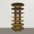 Modern Black Circular Tiered Shelving Unit With Multiple Shelves In Minimalist White Room