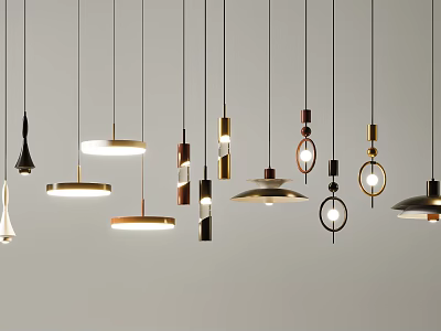 Modern Decorative Pendant Lights With Various Geometric Shapes And Metallic Finishes 3d model