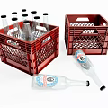 Red Storage Baskets Holding Multiple Glass Bottles Inside And Outside 3d model