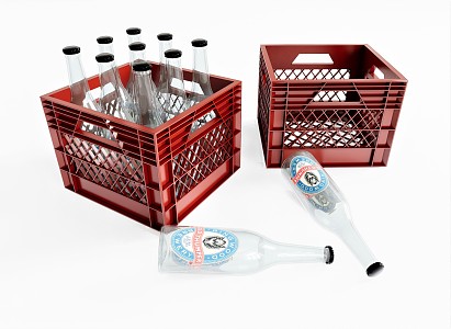 Modern plastic basket wine set coke bottle transfer frame shipping frame 3d model