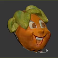 Adorable Orange Cartoon Shaped Decorative Household Item With Smiling Face And Green Leaves
