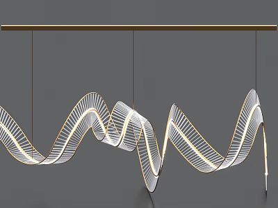 Modern Abstract Pendant Light With Curved Metal Frame And Soft Lighting For Interior Decor 3d model