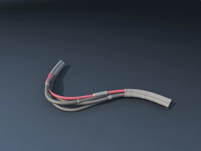 Stylish Modern Curved Faucet with Gray Body and Red Accent Details 3d model