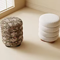 Two Indoor Shoe Stools One Floral Pattern One White Padded Stackable Design 3d model