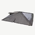 Snow Covered Corrugated Metal Roof With Multi Sloped Structure And Intersecting Ridges