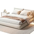 Modern Double Bed With Light Colored Sheets Brown Blanket And Bedside Tables With Green Plants