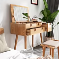 Japanese Style Dressing Table Solid Wood Dressing Table 3d model