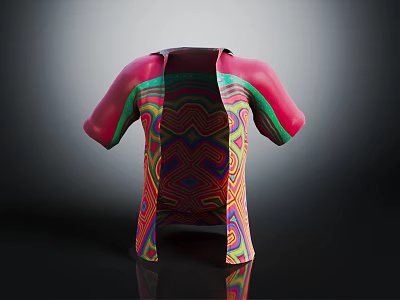Vibrant Colorful Shirt with Unique Artistic Swirl Patterns and Modern Design 3d model