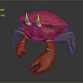 Realistic Red Crab 3D Model With Large Claws Detailed Legs And Shiny Shell 3d model