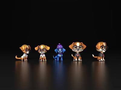 Cartoon puppy cartoon animal pet dog cute dog toy hand 3d model
