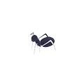 Modern Navy Blue Upholstered Accent Chair With Sleek Metal Frame And Armrests