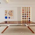 Stylish Indoor Sports Equipment Ping Pong Table With Wooden Legs And Decorative Wall Panels