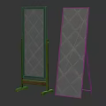 Modern Full Length Mirrors With Diamond Pattern On Wooden And Metal Stands