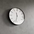 Minimalist Round Wall Clock With Black Frame White Dial On Gray Wall 3d model