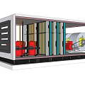 Modular Industrial Equipment Unit Featuring Structural Frame Gray Panels And Red Components