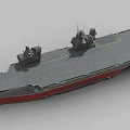 Detailed Aircraft Carrier Model With Gray Flight Deck And Red Hull Structures