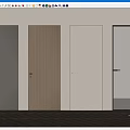 Modern Interior With Various Hinged Doors Wooden White Glass Slatted Styles On Wooden Floor