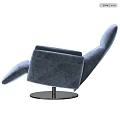 Modern Blue Velvet Recliner with Comfortable Armrests Footrest and Swivel Base