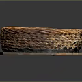 Round Woven Storage Basket With Natural Fiber Spiral Pattern For Household Use