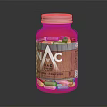 Premium Food Supplement NAC Capsules in Red Bottle with Orange Pills