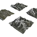 Scenic Mountain Landscape with 3D Models Multiple Peaks Snow and Blue Background