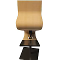 Tech Exhibition Hall Featuring Modern Wooden Spiral Design Chair With Metal Base