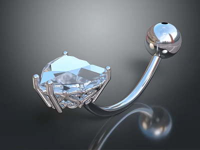 Exquisite Silver Nose Ring Jewelry With Shiny Diamond And Elegant Design Details 3d model