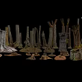Natural Tree Stumps Collection With Various Shapes Sizes And Mossy Texture 3d model