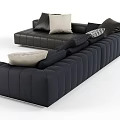 Modern Sectional Sofa With Gray Black Colors And Decorative Pillows 3d model