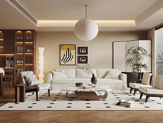 Middle Style Home Guest Restaurant 3d model