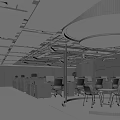 Modern Public Office Area With Open Layout Green Carpet Glass Partitions And Work Desks