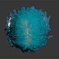 White Head Model Featuring Turquoise Short Hair With Bangs And Facial Features