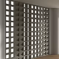 Modern Interior Room Divider with Geometric Openings and Light Penetration 3d model