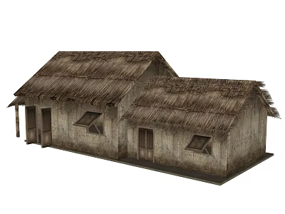 Traditional Rural Thatched House With Straw Roof And Wooden Walls Design 3d model