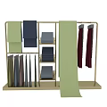 Modern Retail Display Shelves With Multi Tier Racks And Hanging Clothing Rods