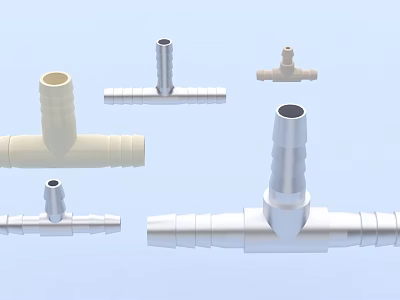 Various Pipe Fittings Including T Shaped And Straight Connectors 3d model