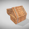 Handwoven Wicker Storage Box and Stacked Baskets for Household Use