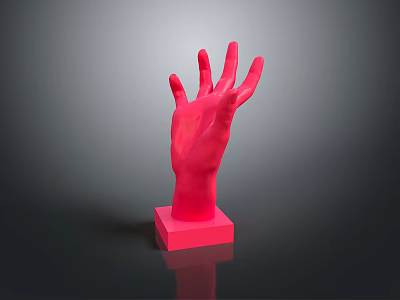 Red Hand Sculpture with Red Base Modern Decorative Home Living Ornament 3d model