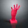 Red Hand Sculpture with Red Base Modern Decorative Home Living Ornament