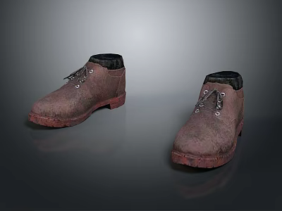 Vintage Brown Leather Casual Shoes With Red Sole For Daily Use 3d model
